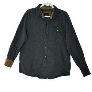 CQR All‎ Cotton Flannel Shirt Size XL Gray Long Sleeve Casual Button Up Cozycore